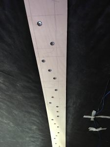 Wood stringer screwed into the metal cross beams. Wood ceiling installation for Mitsubishi Delica L300